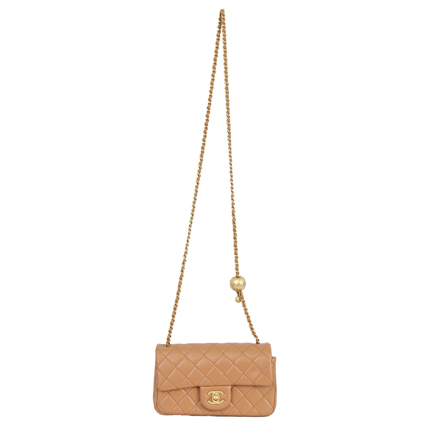 CHANEL BROWN PEARL CRUSH FLAP HANDBAG 
