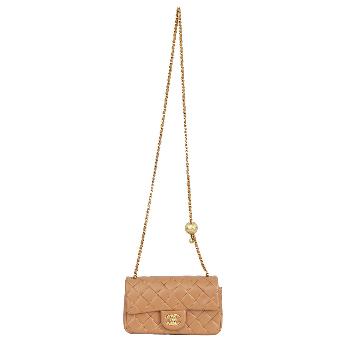 CHANEL BROWN PEARL CRUSH FLAP HANDBAG 
