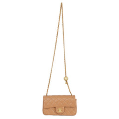 CHANEL BROWN PEARL CRUSH FLAP HANDBAG 