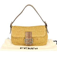 FENDI BAGUETTE WOVEN RAFFIA SHOULDER BAG