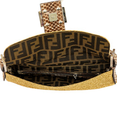 FENDI BAGUETTE WOVEN RAFFIA SHOULDER BAG