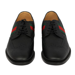 GUCCI EU 43.5/ 9.5 STRAND WINGTIP WEB STRIPE OXFORD