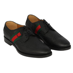 GUCCI EU 43.5/ 9.5 STRAND WINGTIP WEB STRIPE OXFORD