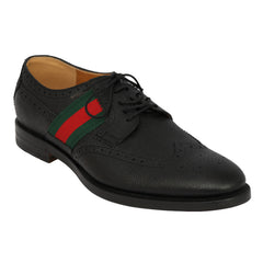 GUCCI EU 43.5/ 9.5 STRAND WINGTIP WEB STRIPE OXFORD