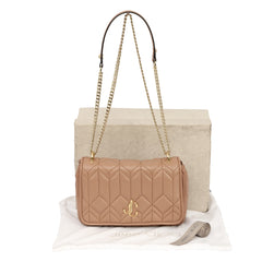 JIMMY CHOO AVENUE QUILTED LEATHER VARENNE LOGO CHAIN SHOULDER BAG