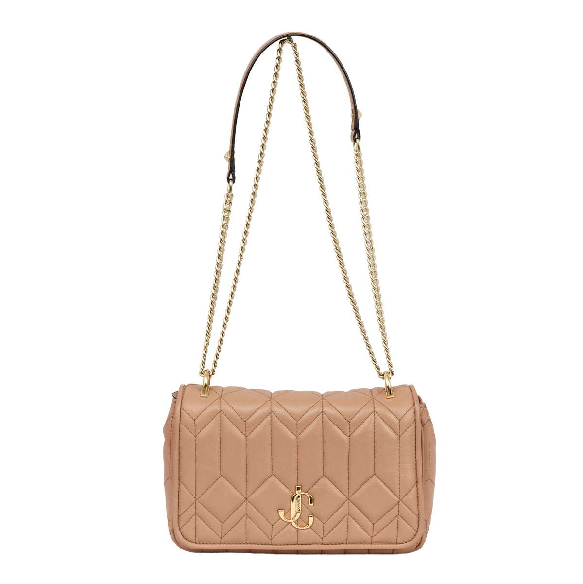 JIMMY CHOO AVENUE QUILTED LEATHER VARENNE LOGO CHAIN SHOULDER BAG