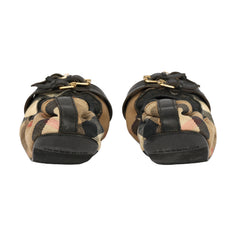 BURBERRY EU 35.5 NOVA CHECK PATTERN GOLD BUCKLE FLATS