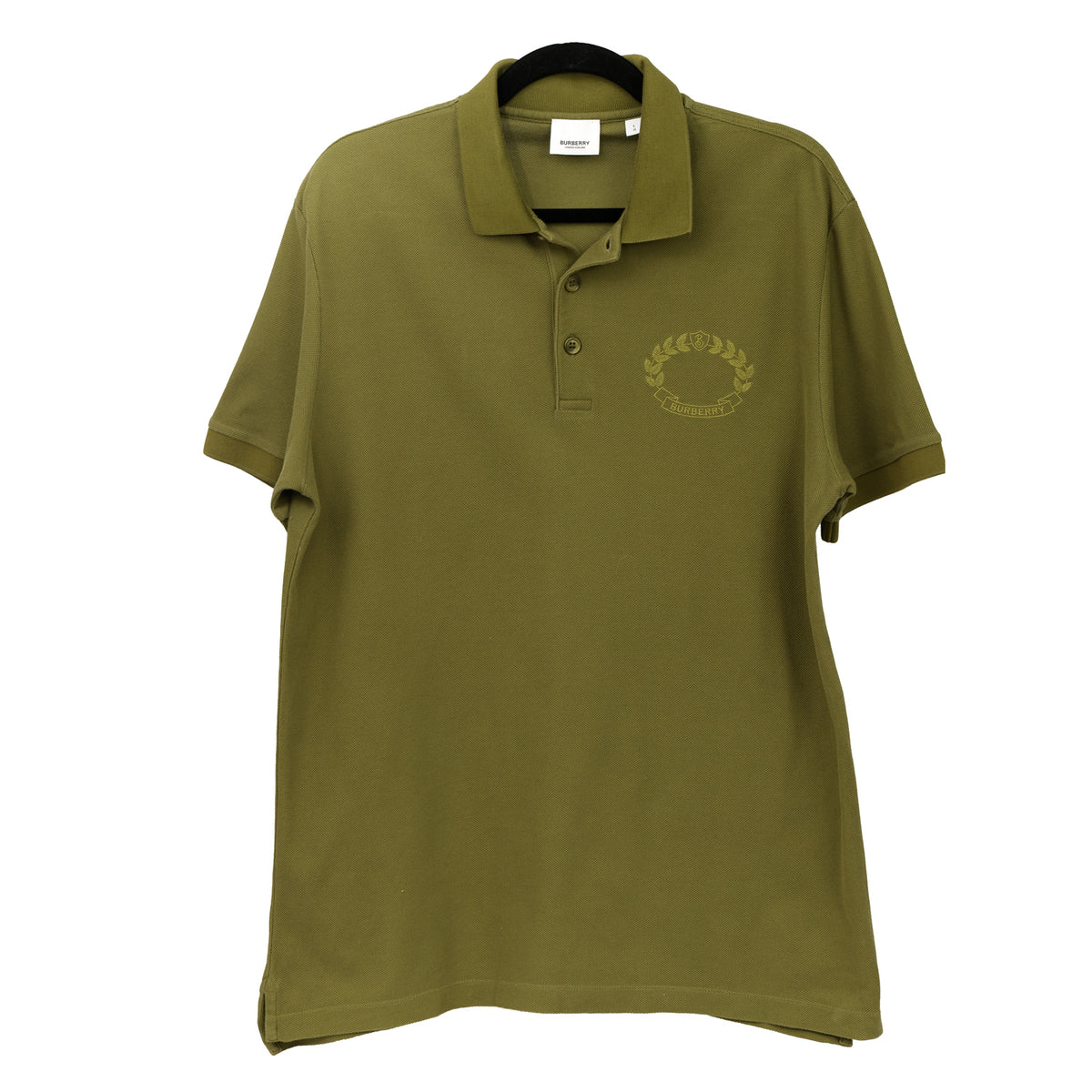 BURBERRY SIZE L TEXTURED DELICATE EMBROIDERED LOGO T-SHIRT