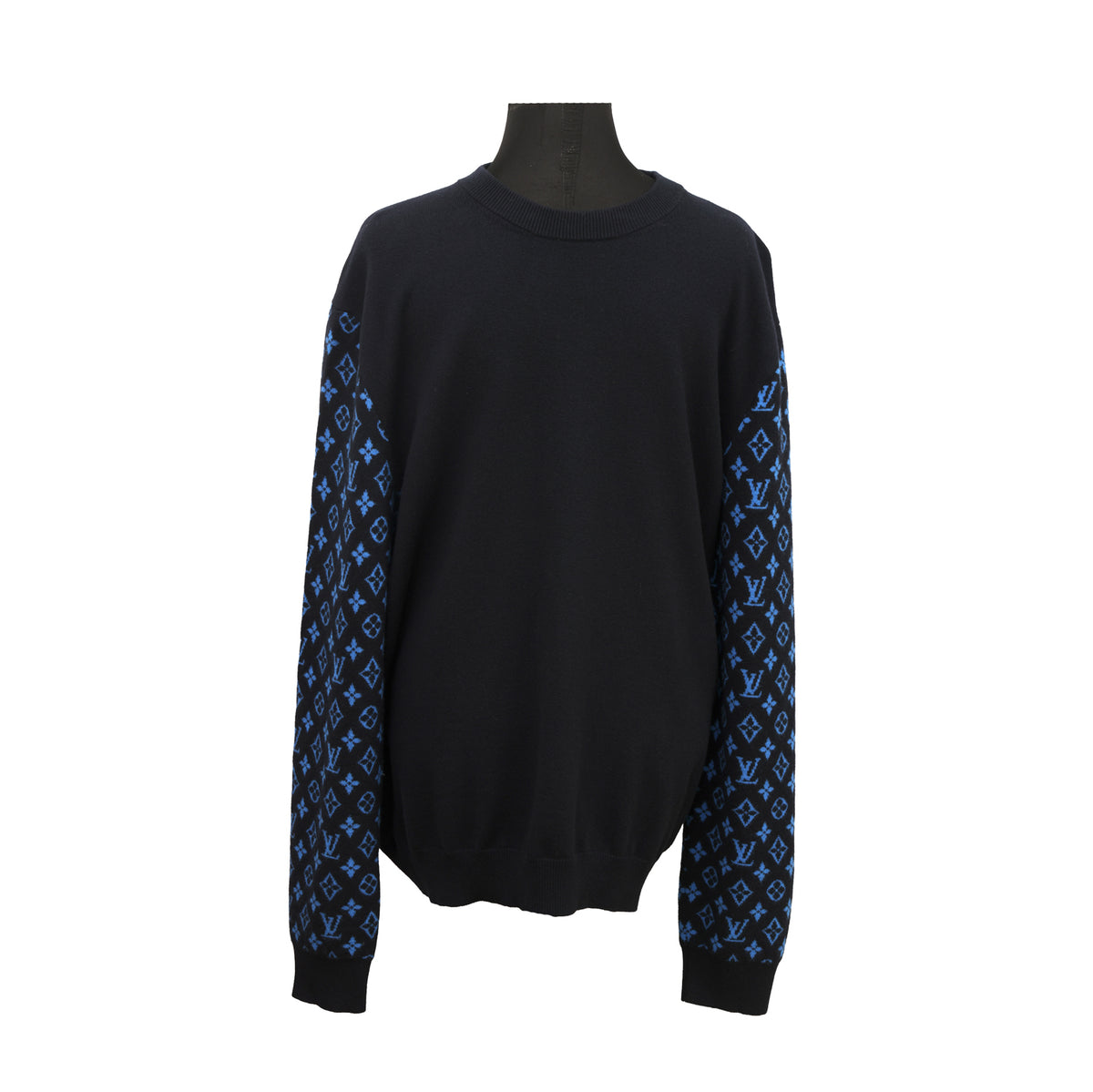 LOUIS VUITTON SIZE L MONOGRAM MIX CASHMERE CREWNECK SWEATER