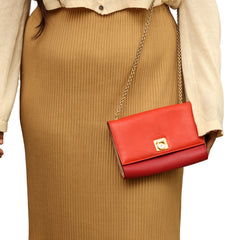 SALVATORE FERRAGAMO RED AND ORANGE LEATHER CROSSBODY BAG