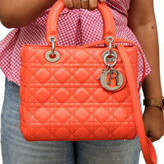 Christian Dior Lady Dior Cannage Quilted Leather Handbag