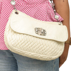Miu Miu Iconic Crystal Cloque Nappa Leather Shoulder Bag
