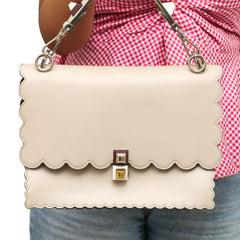 Fendi Medium Scalloped Leather Kan I Shoulder Bag