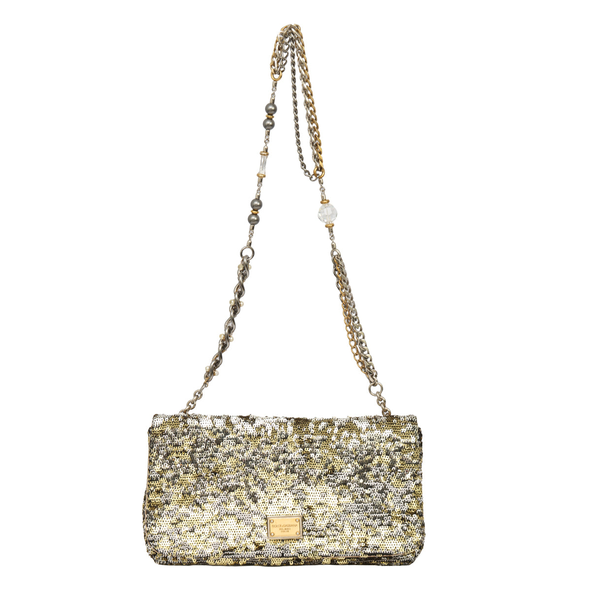 DOLCE & GABANNA MISS CHARLES SEQUINED SHOULDER BAG
