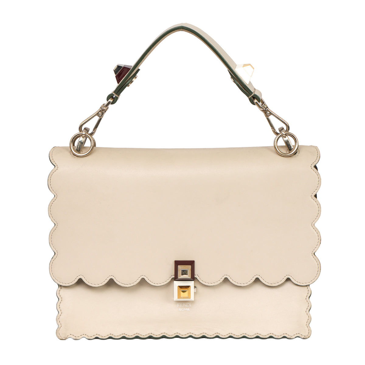 Fendi Medium Scalloped Leather Kan I Shoulder Bag