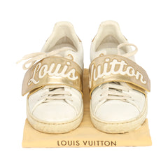 LOUIS VUITTON EU-37FRONTROW METALLIC GOLD VELCRO STRAP SNEAKERS