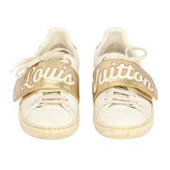 LOUIS VUITTON EU-37FRONTROW METALLIC GOLD VELCRO STRAP SNEAKERS