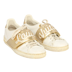 LOUIS VUITTON EU-37FRONTROW METALLIC GOLD VELCRO STRAP SNEAKERS
