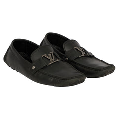 LOUIS VUITTON EU 43.5 / 9 HOCKENHEIM MOCCASINS LV INITIALS LOAFERS
