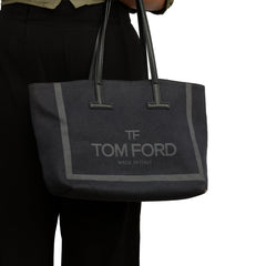 TOMFORD TARA DENIM LEATHER TRIM TOTE BAG