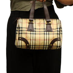 BURBERRY HAYMARKET CHECK CANVAS BOWLING BAG