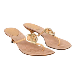 Gucci Size: EU 38.5 Interlocking GG Metallic Leather Thong Sandals