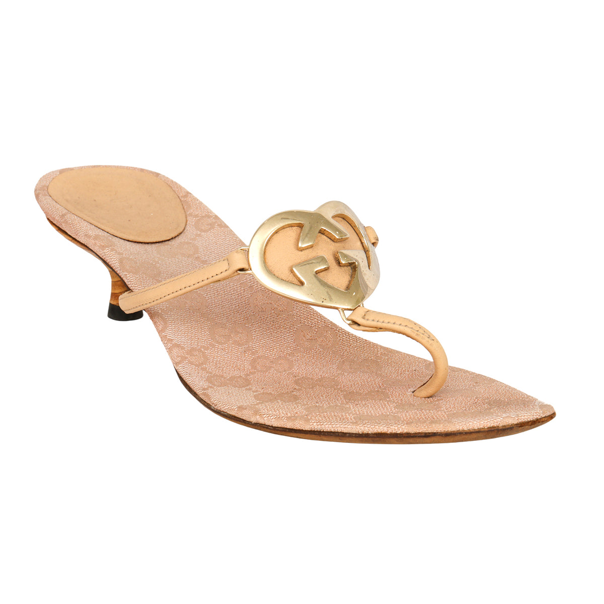Gucci Size: EU 38.5 Interlocking GG Metallic Leather Thong Sandals