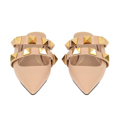 VALENTINO GARAVANI EU-37 NUDE STUDDED FLATS 