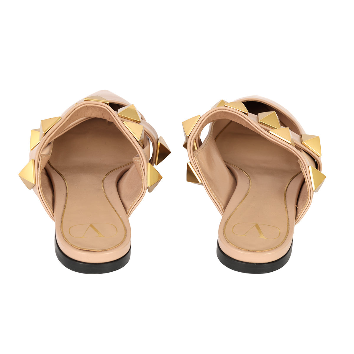 VALENTINO GARAVANI EU-37 NUDE STUDDED FLATS 