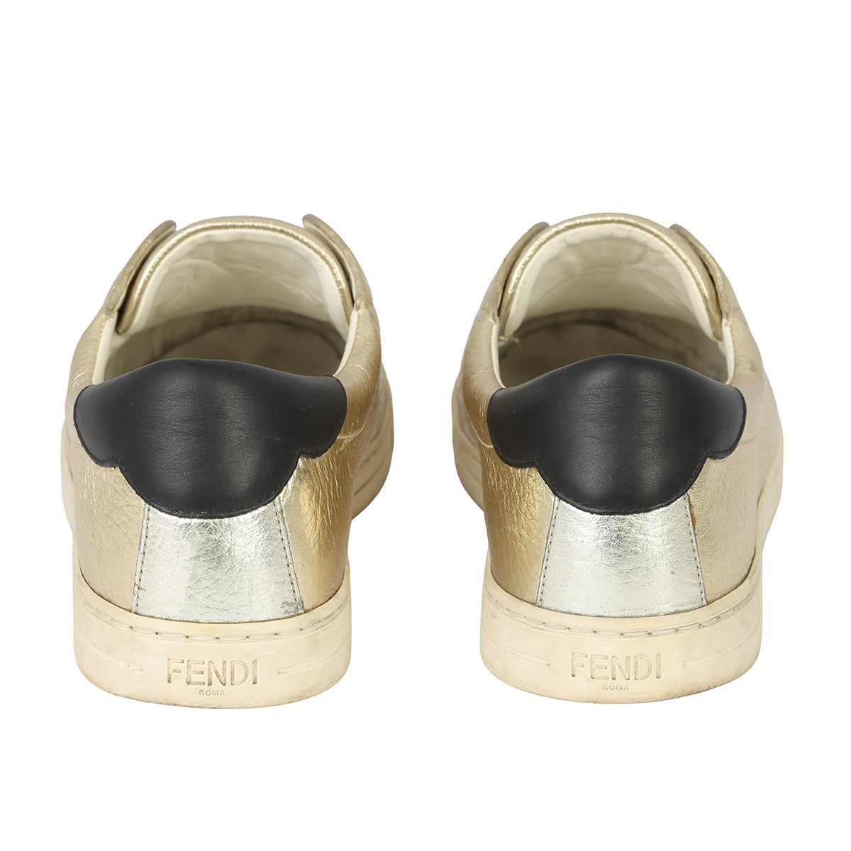 FENDI EU-37 METALLIC ROCKOCLICK SLIP ON SNEAKERS 