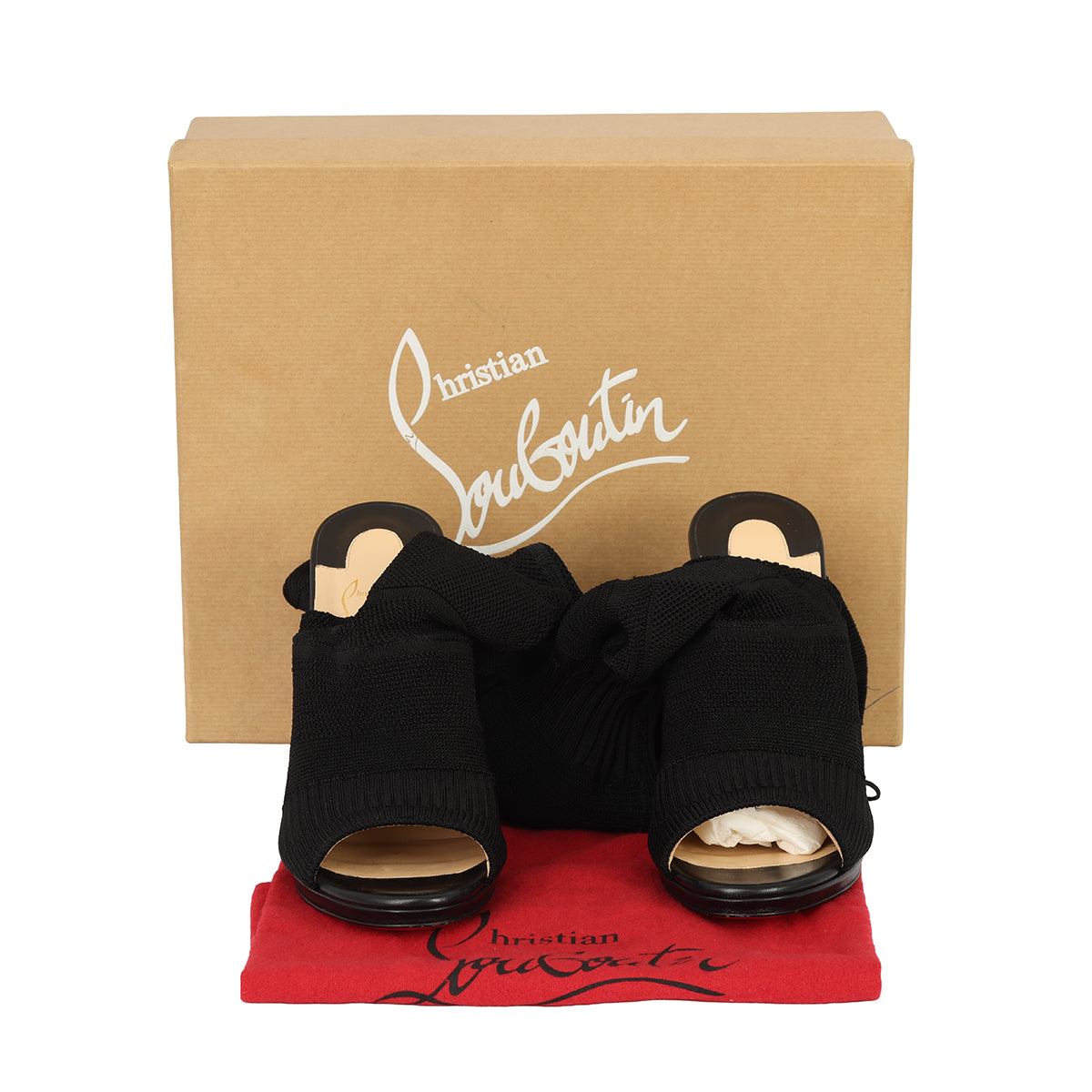 CHRISTIAN LOUBOUTIN EU-39 CHEMINEN CUTOUT  STRETCH KNIT SOCK BOOTS 