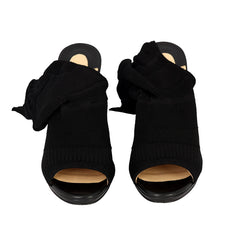 CHRISTIAN LOUBOUTIN EU-39 CHEMINEN CUTOUT  STRETCH KNIT SOCK BOOTS 