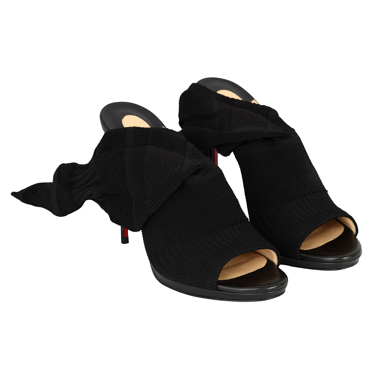 CHRISTIAN LOUBOUTIN EU-39 CHEMINEN CUTOUT  STRETCH KNIT SOCK BOOTS 