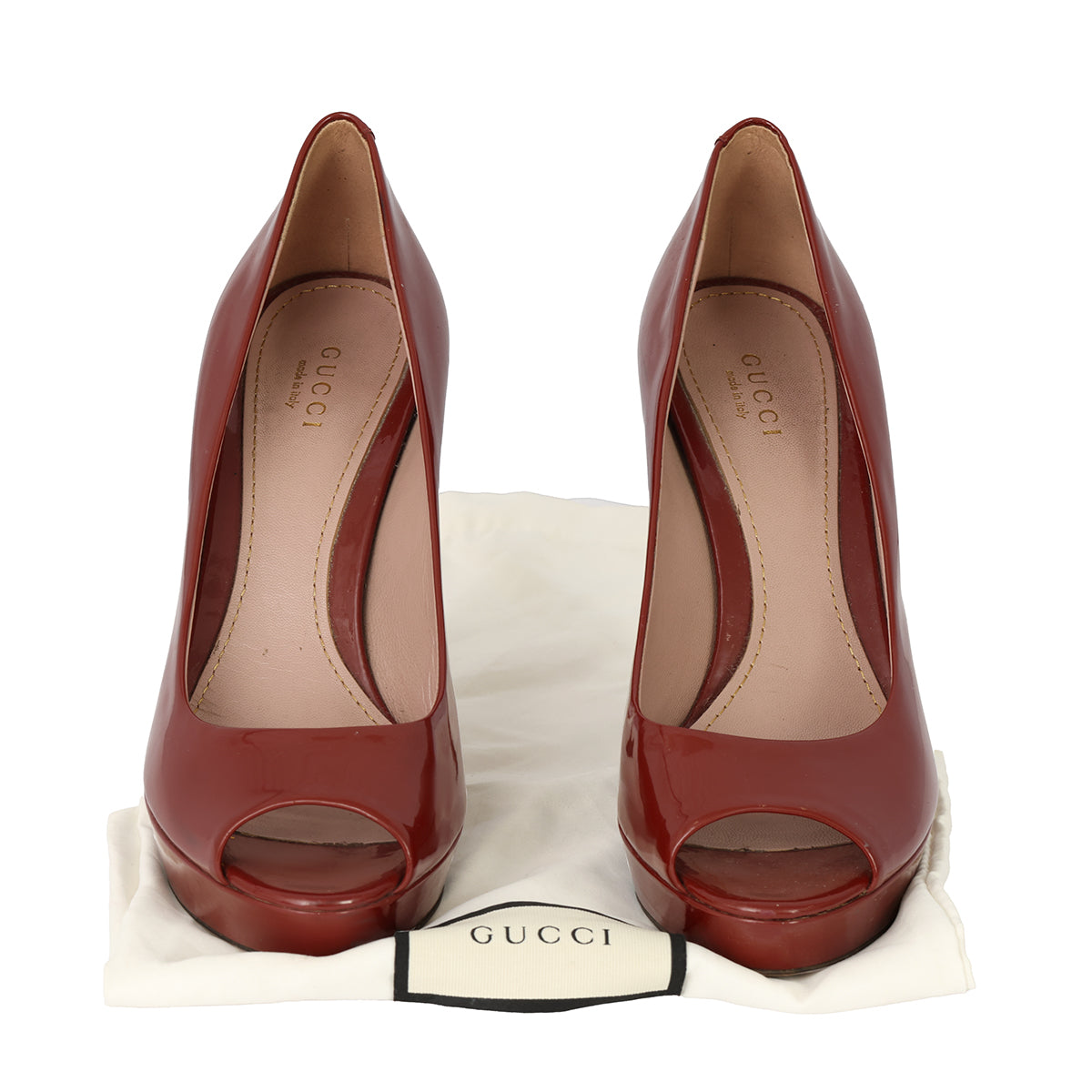 GUCCI EU-37 RED PATENT LEATHER HEELS 