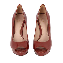 GUCCI EU-37 RED PATENT LEATHER HEELS 