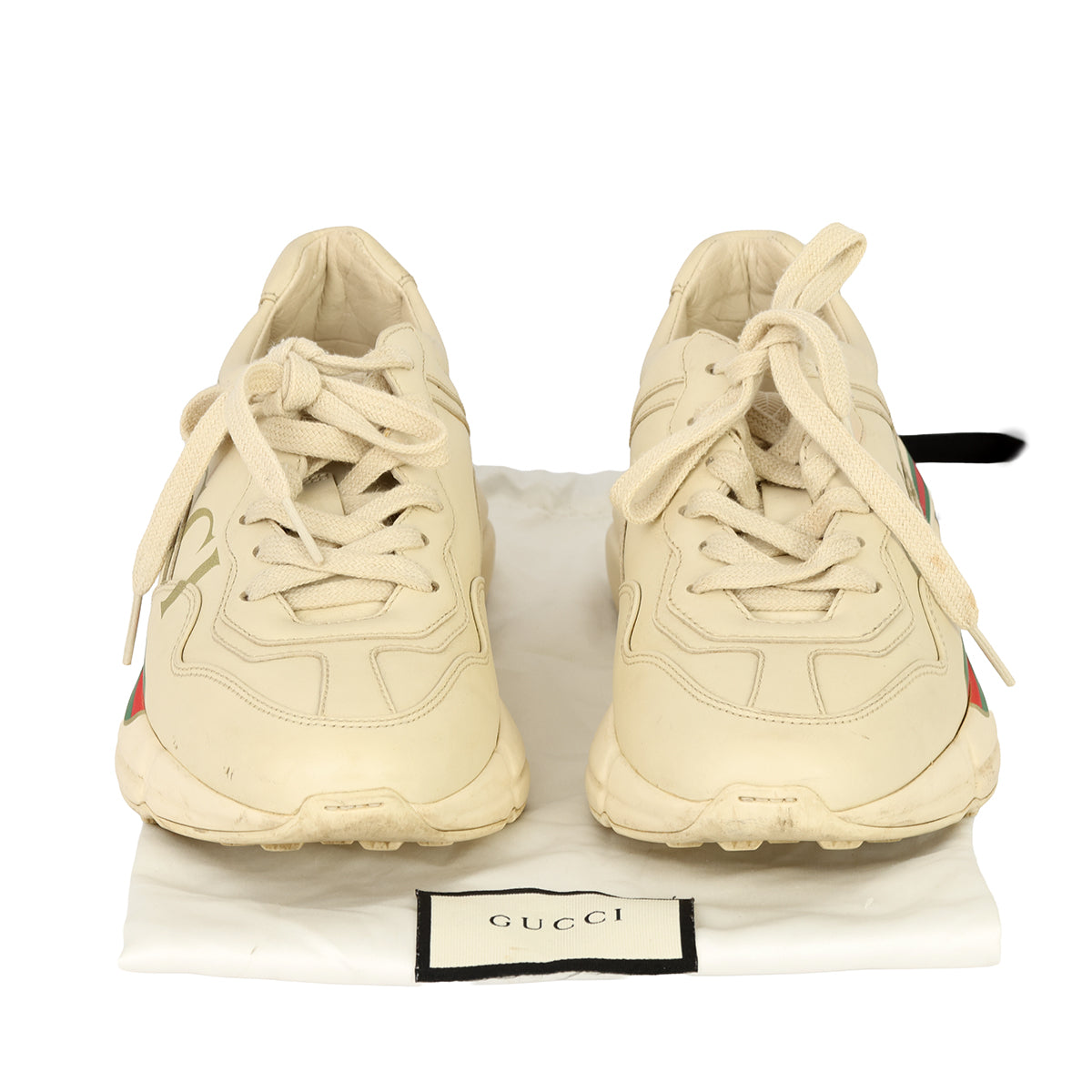 GUCCI EU-36.5 RHYTON LEATHER SNEAKERS 