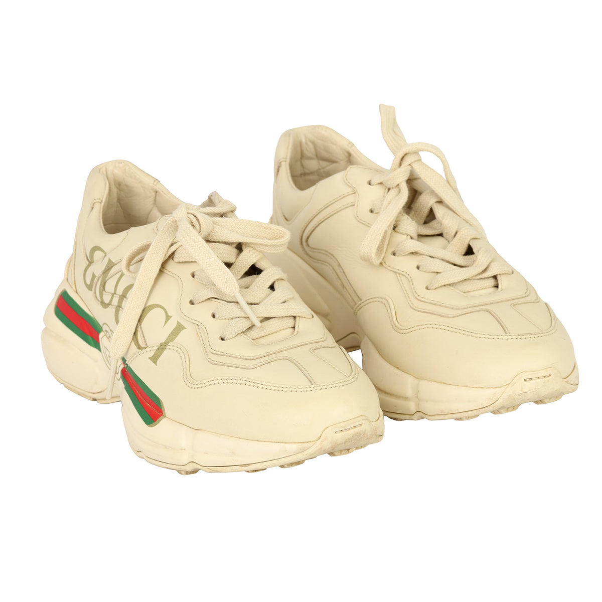 GUCCI EU-36.5 RHYTON LEATHER SNEAKERS 