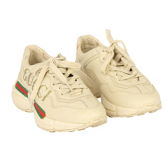 GUCCI EU-36.5 RHYTON LEATHER SNEAKERS 