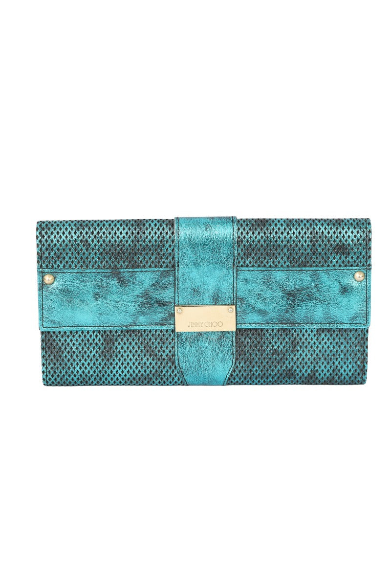 Jimmy Choo Leather Turquoise Clutch