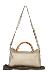 Gucci Bamboo Leather Golden Boston Bag