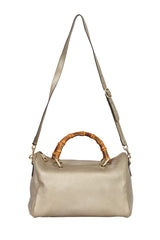 Gucci Bamboo Leather Golden Boston Bag