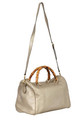Gucci Bamboo Leather Golden Boston Bag