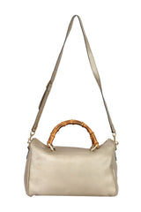 Gucci Bamboo Leather Golden Boston Bag