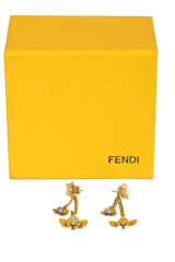 Fendi Two Tone Flower Dangle Earrings