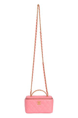 Chanel Lambskin Quilted Pick Me Up Logo Handle Vanity Case