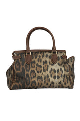 Roberto Cavalli Leopard Print Coated Canvas Zip Satchel Bag