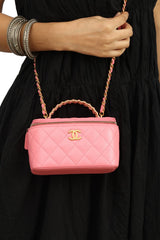Chanel Lambskin Quilted Pick Me Up Logo Handle Vanity Case