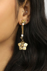 Fendi Two Tone Flower Dangle Earrings