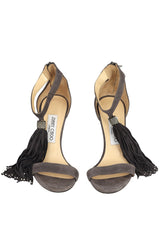 Jimmy Choo Size- EU 37.5 Gray Tassel Accents Sandals