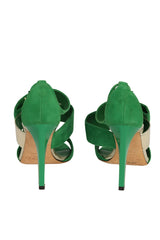 Jimmy Choo Size- EU 37 Green Suede Trapeze Asymmetrical Sandals